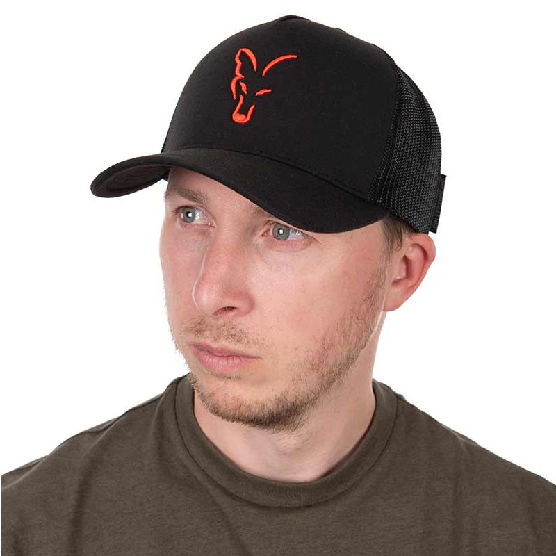 Chh034 Fox Collection Trucker Cap Black And Orange Main 3